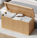 Natural Oak Fluted Storage Bench Trunk